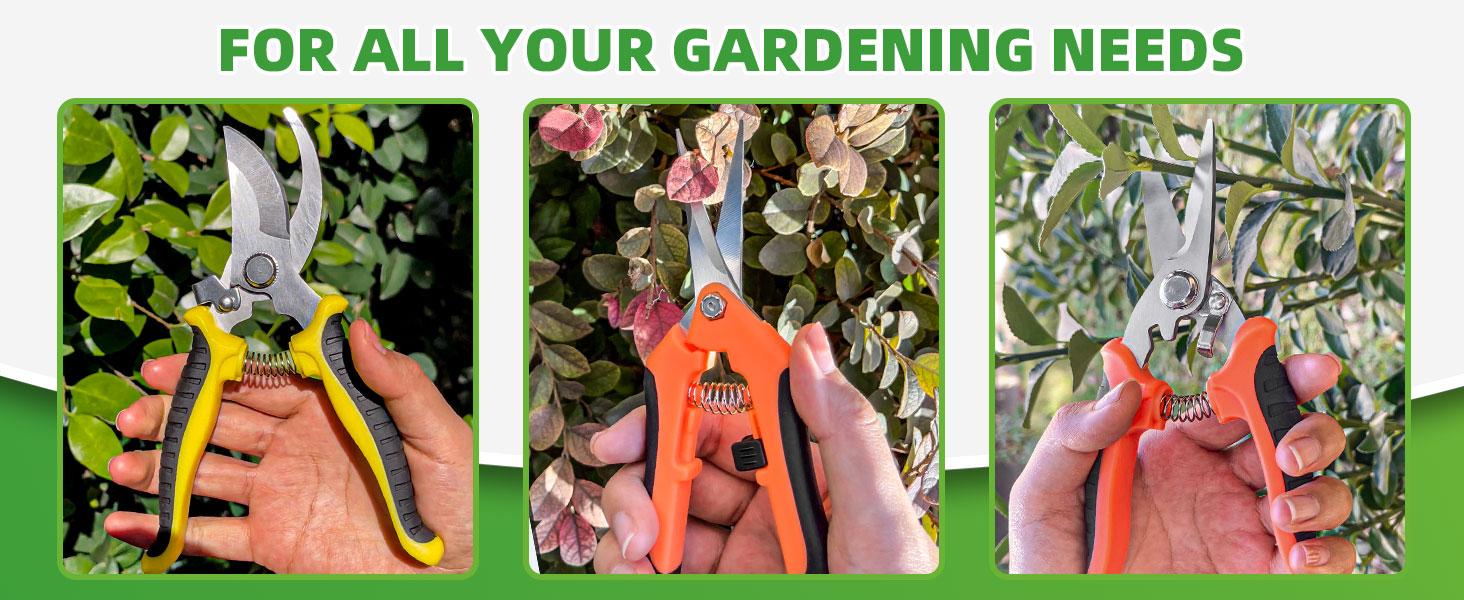 3 Pack Garden Pruning Shears, Stainless Steel Shears, Gardening Shears, Scissors, Garden Clippers, Pruning Snips, Pruning Shears for Gardening Tools