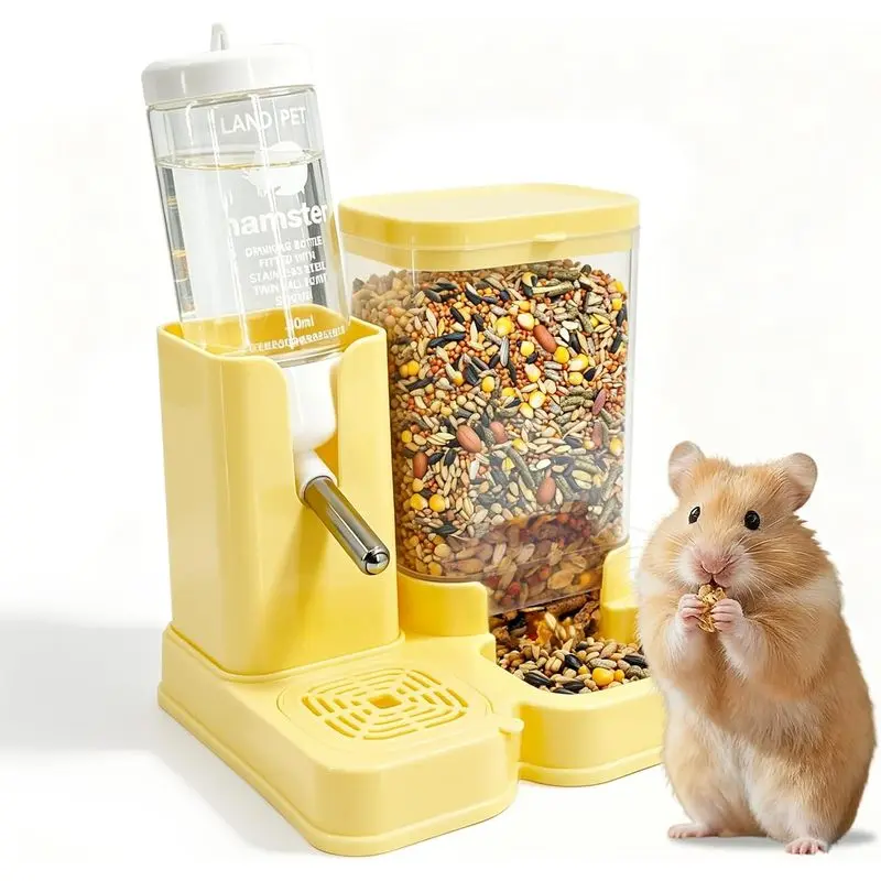 Hamster automatic feeding water dispenser, Golden Bear multifunctional feeder, 2-in-1 kettle, food bucket, pet feeding basin, suitable for Syrian dwarf hamsters, sand rats, hedgehogs, hamster cage accessories