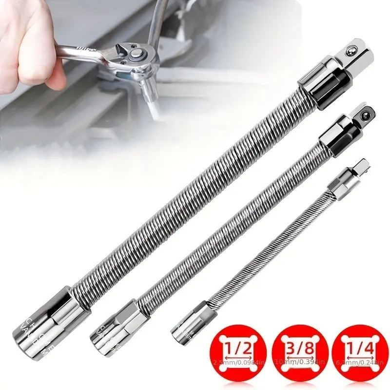Socket Extension Bar Flexible Universal Joint Rod Bendable Soft Shaft Impact Driver Adapter for Middle Fly Connecting Tool Extender