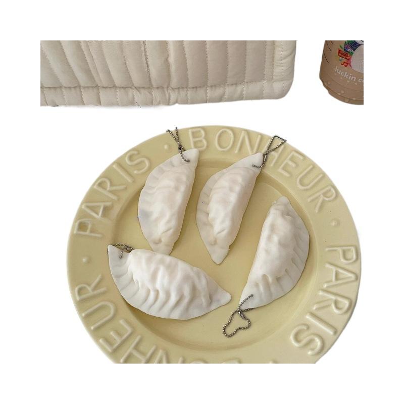 Simulation Dumplings Keychain Bag Pendant Cute Mini Squishy Toy Dumplings Simulation Food Decoration Charms Stress Relief Gift
