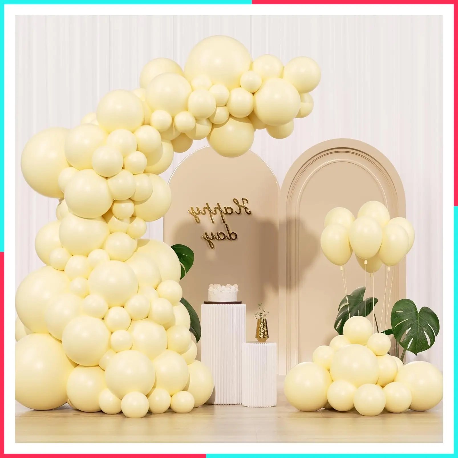 Pastel Yellow Balloons 145pcs Different Sizes 18 12 10 5 Inches Light Yellow Latex Balloon Garland Arch for Birthday Baby Shower Wedding Anniversary Graduation Party Decorations
