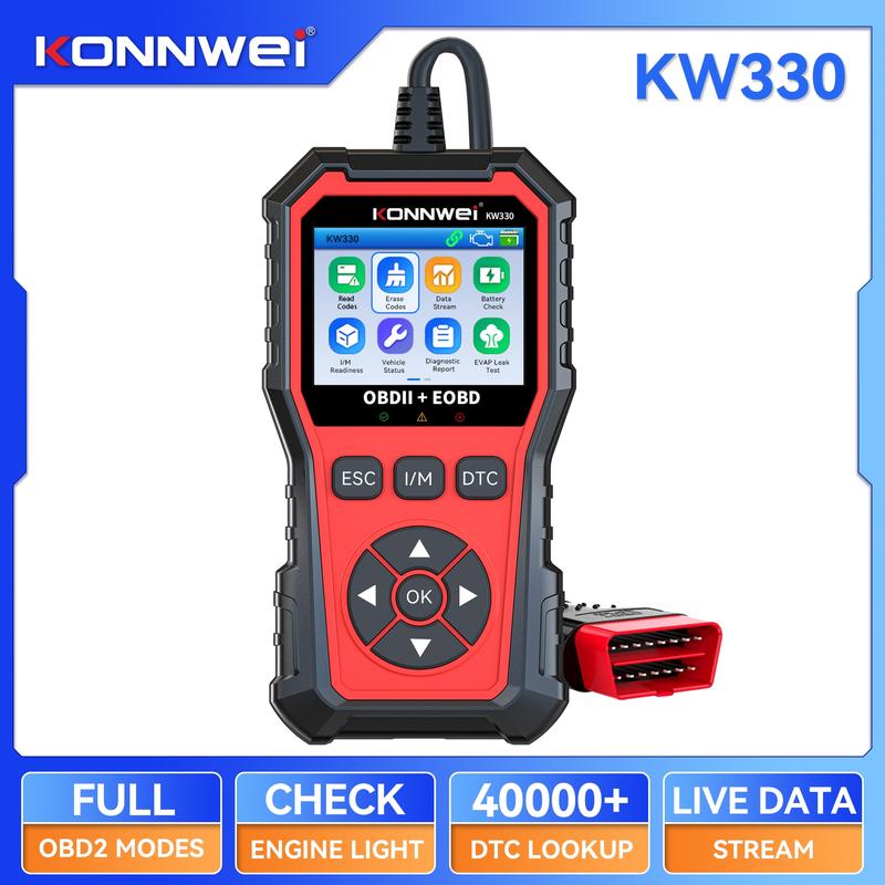 KONNWEI KW330 OBD2 Scanner with 2.8 Inch Color Screen, Free Upgrade & Print Function, Diagnostic Tool for Cars