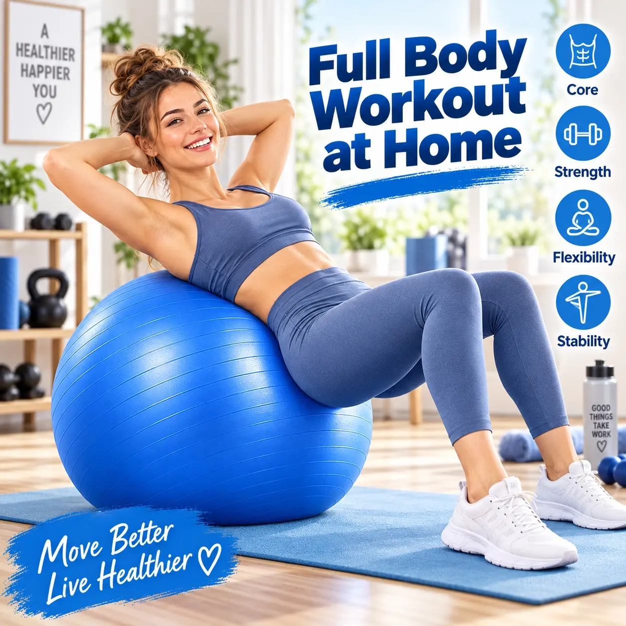 Yoga Ball Fitness Exercise Ball, Heavy Duty PVC Stability Gym Ball with Inflation Pump, Anti-Burst Design for Pilates, Core Strength Training, Balance Improvement, Maternity Pregnancy Workout, Abdominal Exercises, Home Fitness, Home Workout Equipment