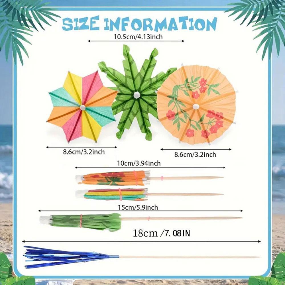 Cocktail Umbrella Picks, 40pcs/set Tropical Hawaii Cocktail Umbrella ...
