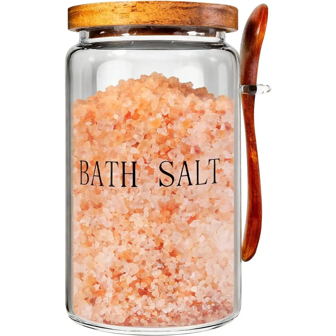 74 oz Glass Bath Salts Jar,Bath Salt Container with Wooden Lid and Scoop for Bathroom Organizers and Storage,Home Decor,Bathtub Accessories for Women
