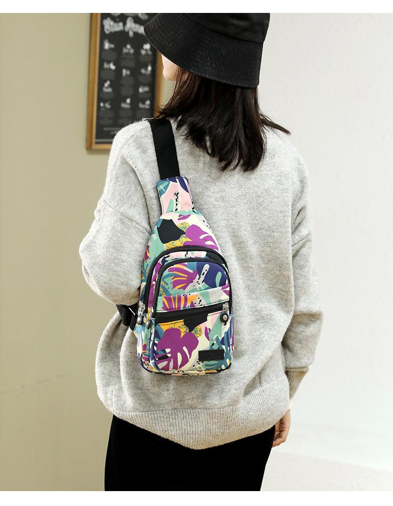 New Fashion Multi-layer Chest Bag for Women, Simple and Lightweight Korean Style Casual Travel Ladies Backpack, Versatile Printed Crossbody Bag