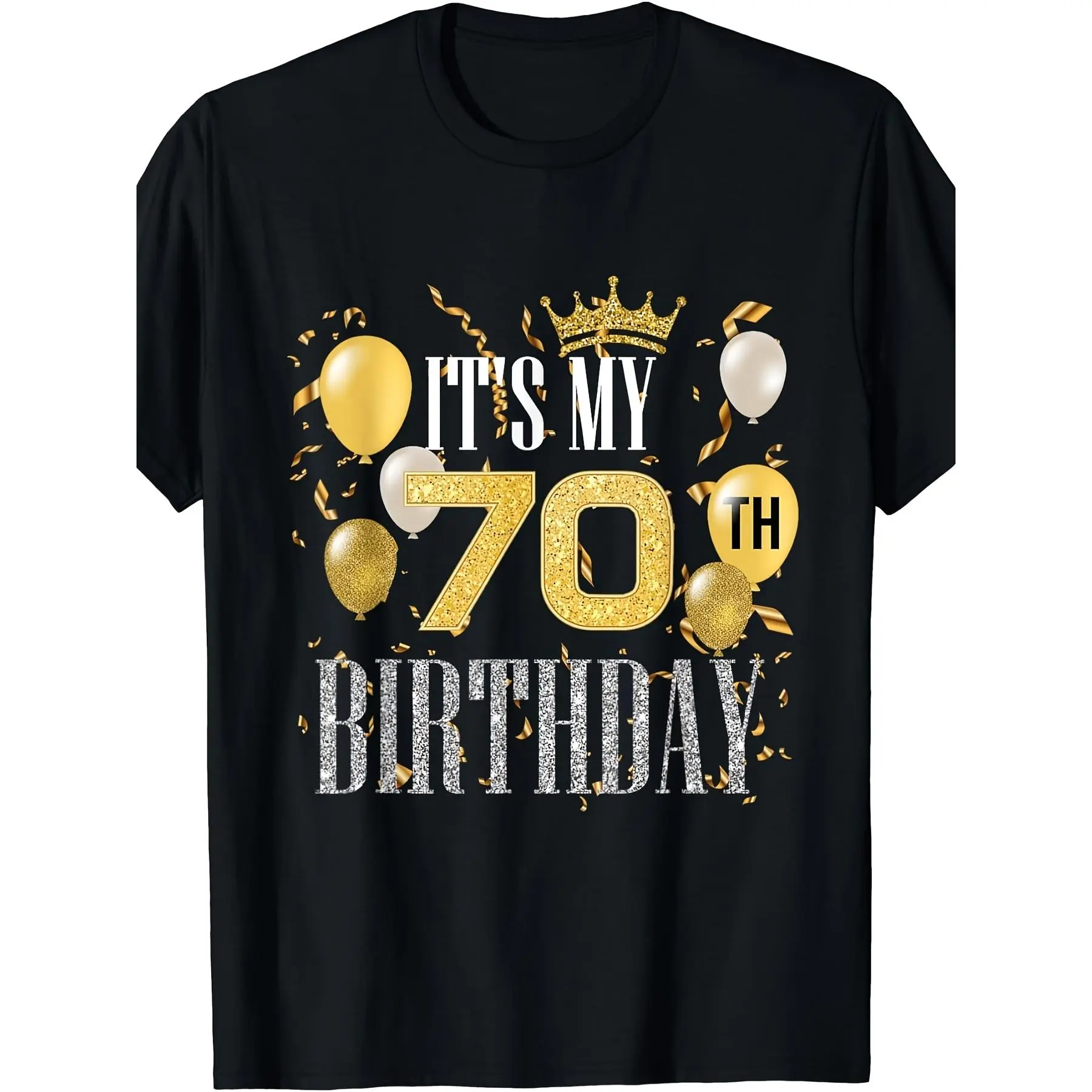 It'S My 70Th Birthday Cool 70 Years Old Birthday Party T-Shirt Retro Casual Crew Neck Printed T-Shirt