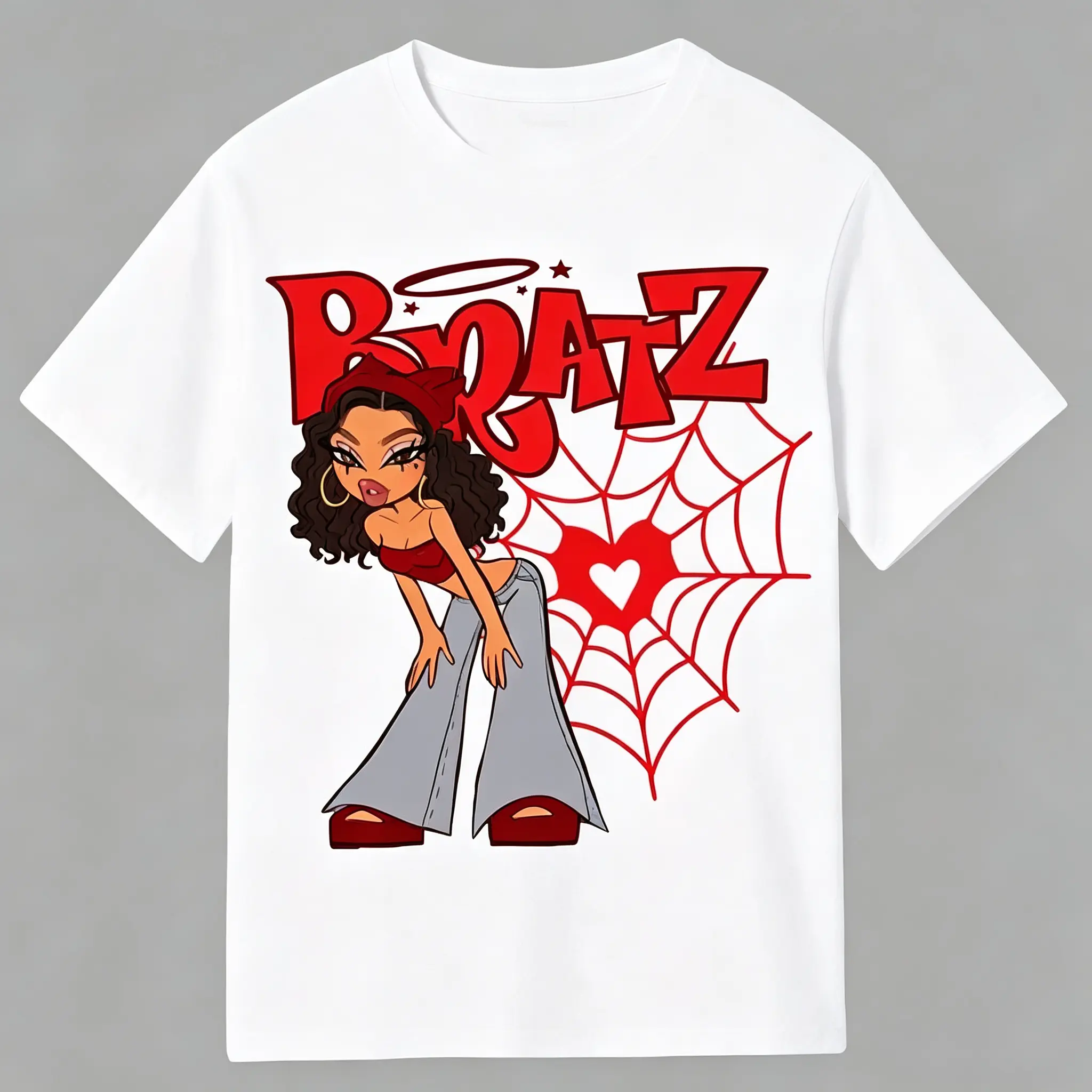 BRATZ Doll T-Shirt - Comes in Red or Black on Blk or White Shirt Short sleeve Casual T shirt graphic Cute  Comfortable Summer  Top