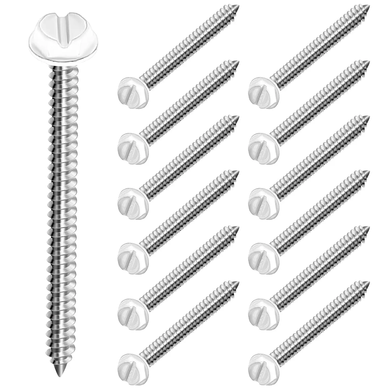 12 count 014973187057 White Hex  Sheet Metal Screws Gutter Downspout Self Tapping Screws for Gutter and Downspout
