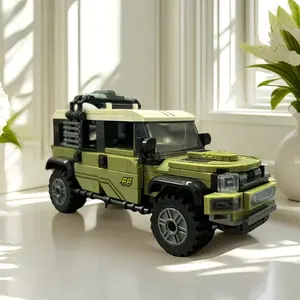 330pcs Green Car Off-Road SUV Model Building Block Toy Set Hobby Collectors Decor Ornaments New Year Christmas Holiday Birthday Gift 6+