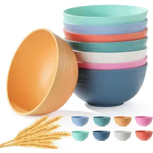 8PCS Cereal Bowl, Unbreakable Wheat Straw Cereal Bowls, Microwave & Dishwasher Safe Kitchen Bowls for Cereal, Snack, Soup, Salad and Rice, MultiColors, BPA Free, 26oz (Ser of 8)
