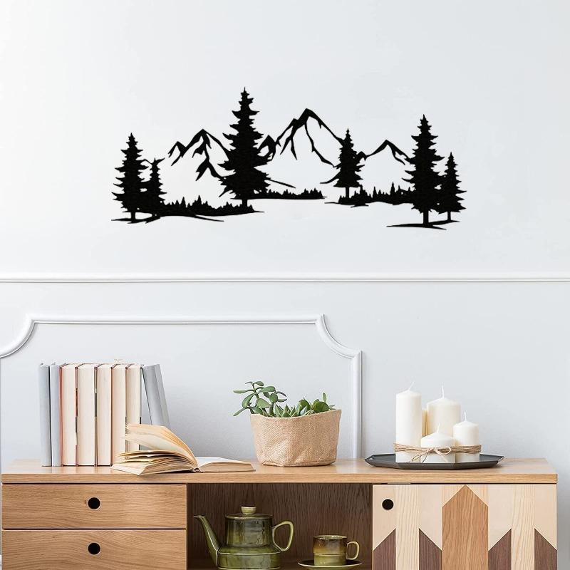 Mountain & Tree Pattern Wall Art, Rustic Forest & Mountain Wall Decor, Artistic Nature Wall Decor for Home Living Room Bedroom Farmhouse, Gift