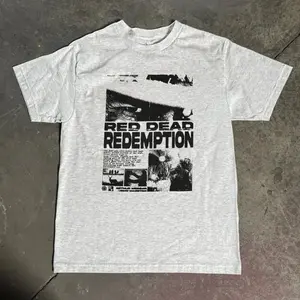 Men's Red Dead Redemption Graphic Shirt - 6 oz Heavyweight Cotton, Casual, Baggy Short-Sleeve Apparel