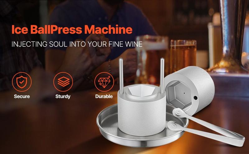 VEVOR Ice Diamond Press Ice Ball Maker 2.4" Diamond Ice Press Kit for Whiskey Cocktail Utensils