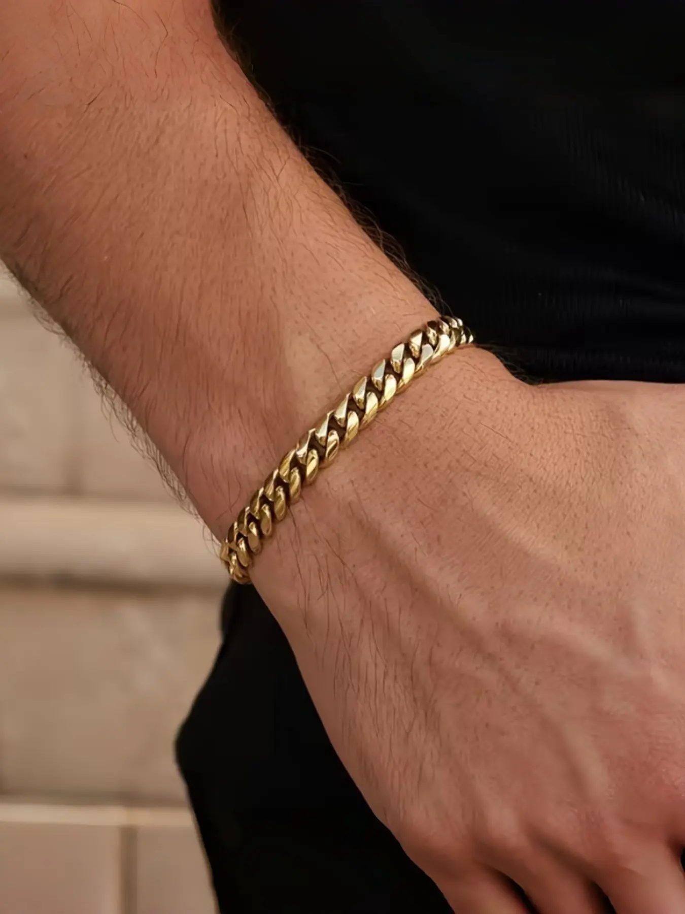 Men's 18K Gold Plated Stainless Steel Thick Chain Bracelet - Durable Waterproof Jewelry for Everyday & Party Wear, Christmas Gift for Boyfriend, Husband, Dad, Stylish Accessory, Sturdy Construction, Statement Piece, Stylish Men, Bold Style, Highquality Me