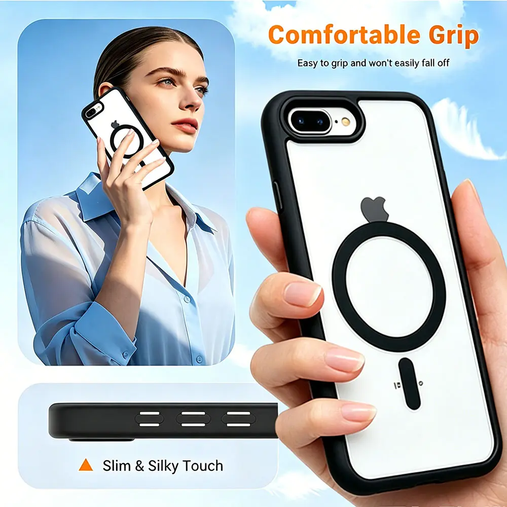 Luxury Magnetic Wireless Charging Case for iPhone 17E Air 16E 15 14 13 12 11 Pro Max Mini 7 8Plus SE XS MAX XR Soft Bumper Clear Hard Back Cover