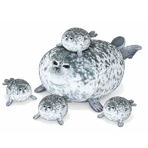Sea lion mom brings four sea lion baby plush toys, round and cuddly sea creature shapes, family game props to enhance parent-child relationships, soft and comfortable gifts for children’s festivals, birthdays, and holidays.