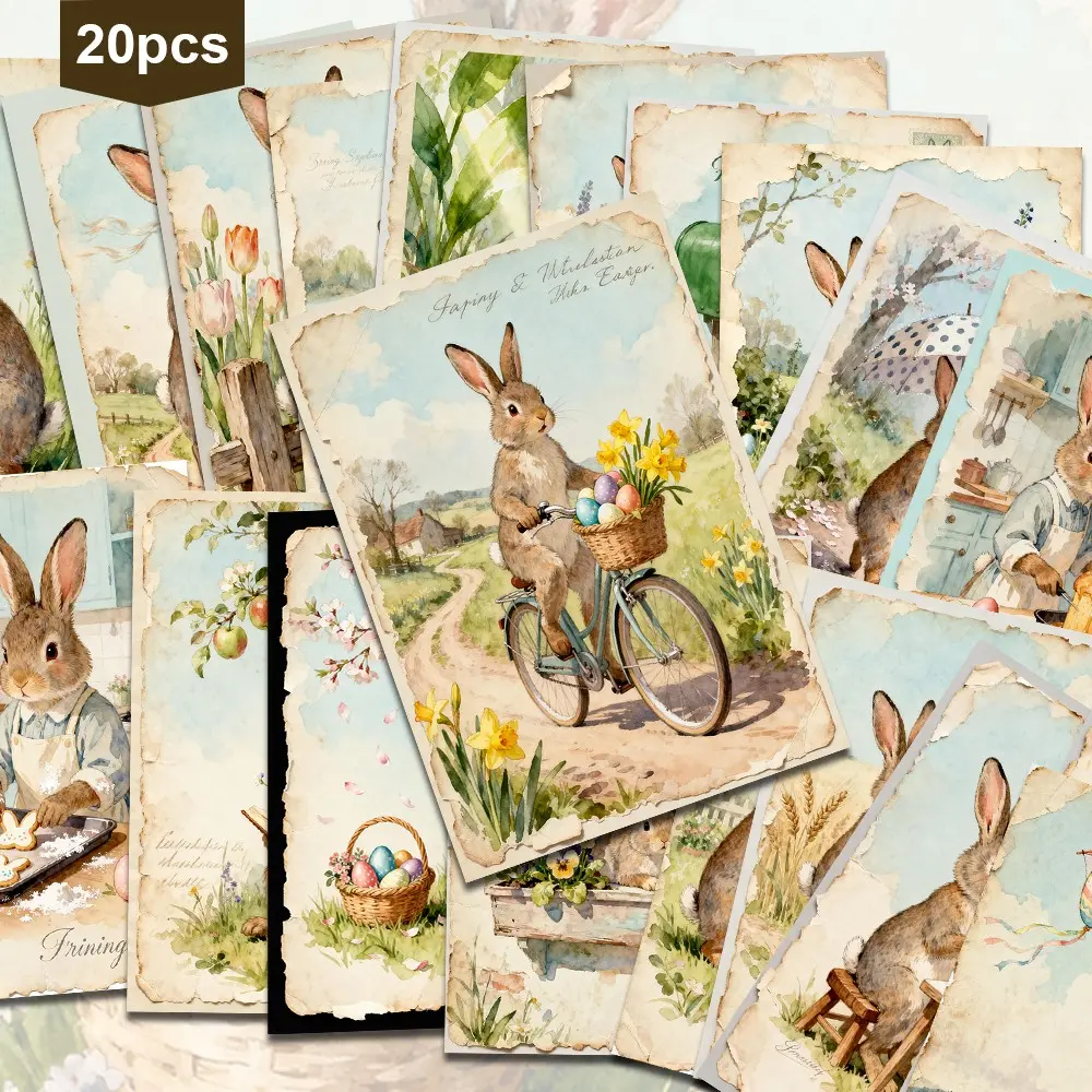 20 Vintage Watercolor Easter Postcards, Peter Rabbit Decorative Cards, Spring Festival Photo Cards, DIY Craft Supplies, Scrapbook Background Paper, DIY Card Set