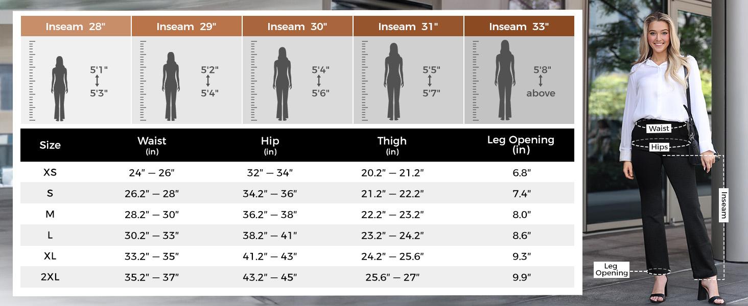 2026 Women's Yoga Dress Pants Straight Leg Work Slacks Stretchy Office Casual 4 Pockets Belt Loops 28"/29"/30"/31"/33"