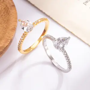 Water Drop-Shaped Round Triangle Synthetic Ring for Women, Simple and Personalized Ring C30160-JZ