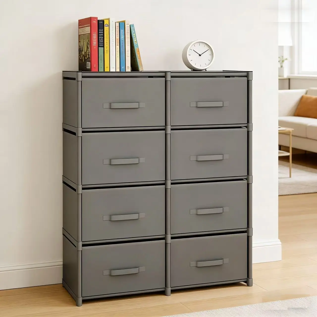 Multi-Functional Fabric Drawer Cabinet, Durable Metal Frame Storage Cabinet, Multiple Drawers Bedside Table, Suitable for Bedroom, Living Room, Office, Multi Drawer Organizer