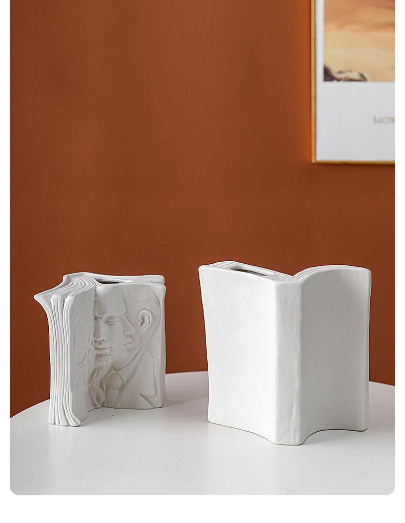 INS ceramic bookend stand creative human body vase home bookshelf desktop storage office bookend decoration