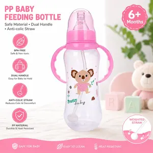 Pretty Baby 280ML PP Baby Bottle, Anti-Colic Design, Silicone Nipple & Lid, Durable High-Temperature Resistant, Perfect Gift for Babies