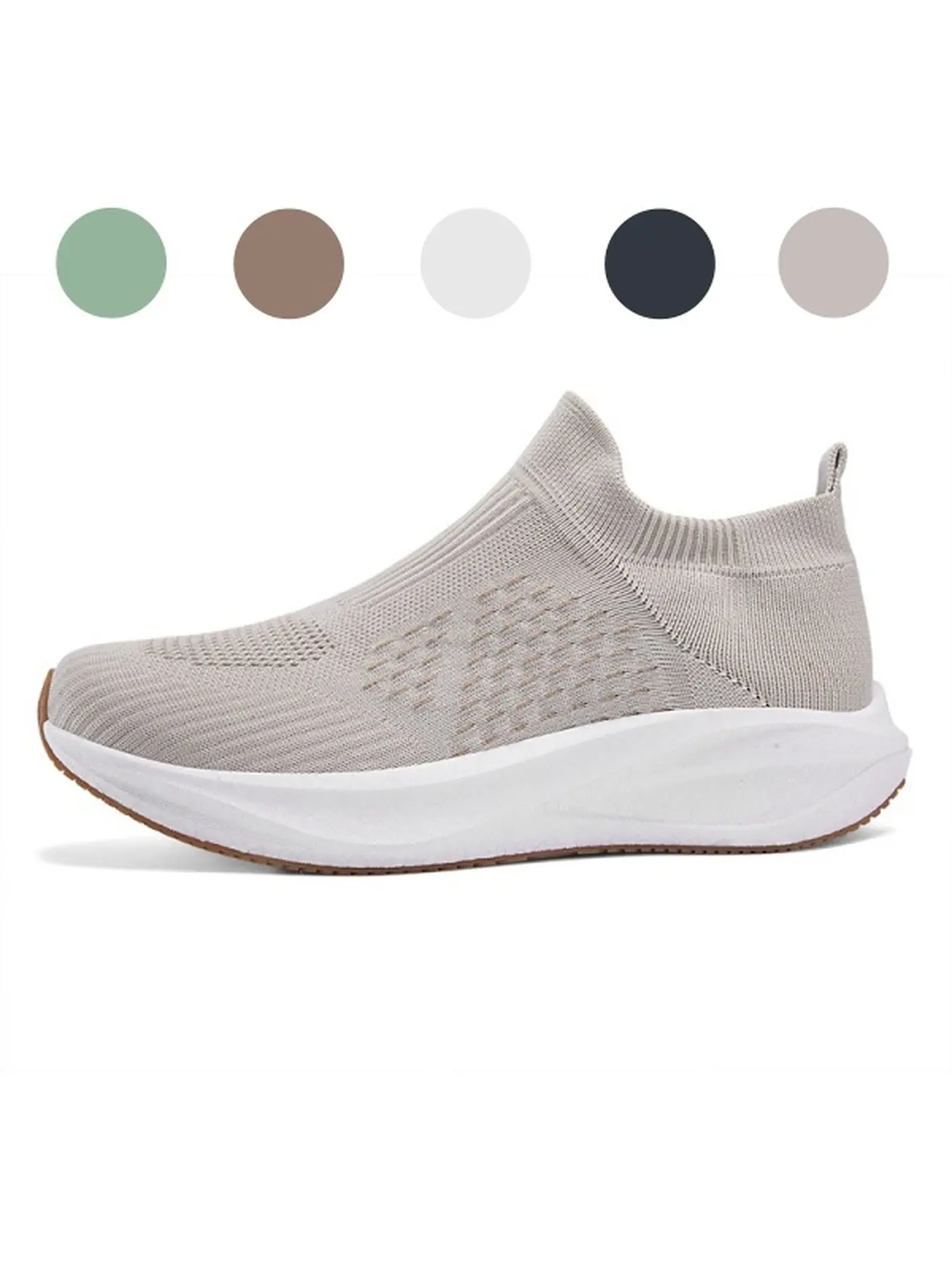 Lightweight Slip-On Neutral Shoes, Breathable Air Mesh, Wave Pattern, Anti-Slip Thick Sole, Casual Sporty Sneakers for All Seasons