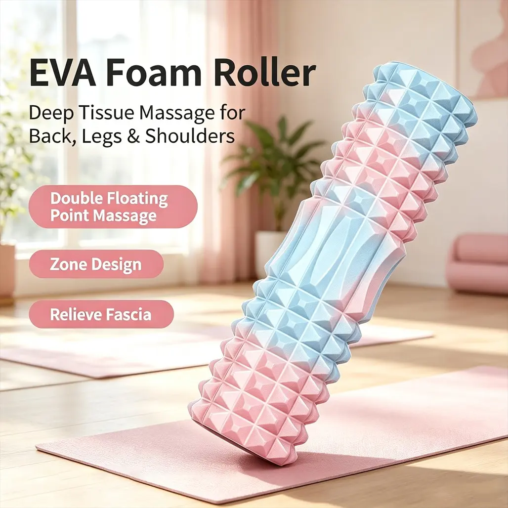 Solid Eva Yoga Foam Roller 45cm, Crescent Moon Tooth Massage Roll, Deep Fascia Muscle Relaxer, Fitness Relief Roller, Home Workout Equipment