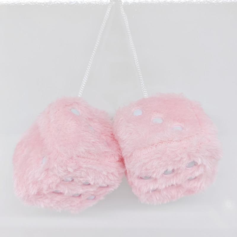 6cm long hair hot stamping dice plush toy cube pendant, rearview mirror pendant sieve