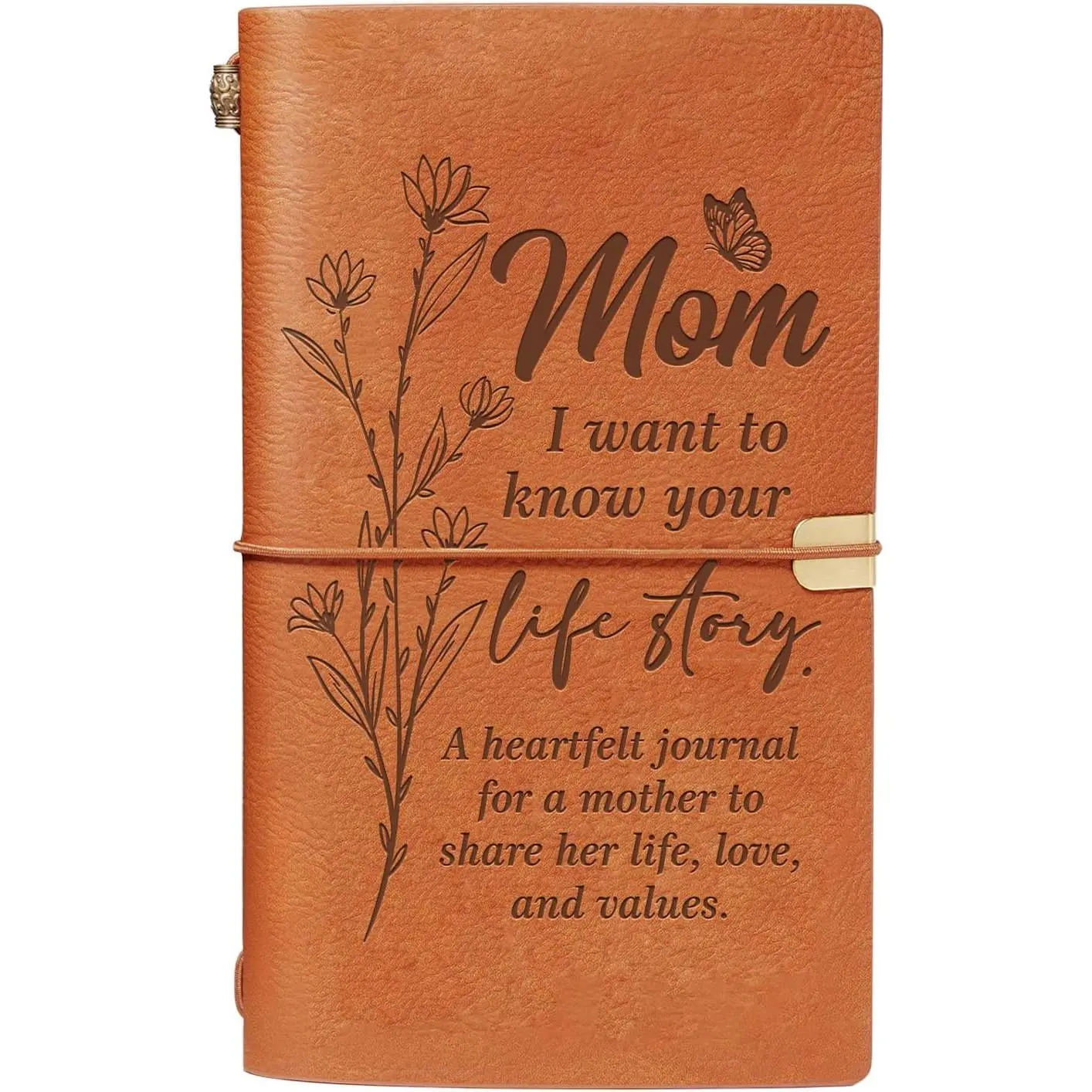 Leather Engraved Refillable Journal Notebook, Office Stationery Gift for Mom from Daughter-Son (Birthday, Day Presents)