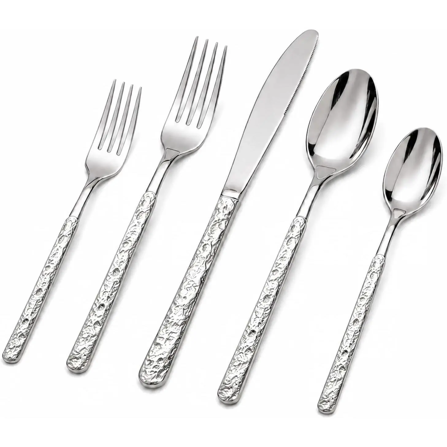 40-Piece Silverware Set Stainless Steel Hammered Flatware Service for 8