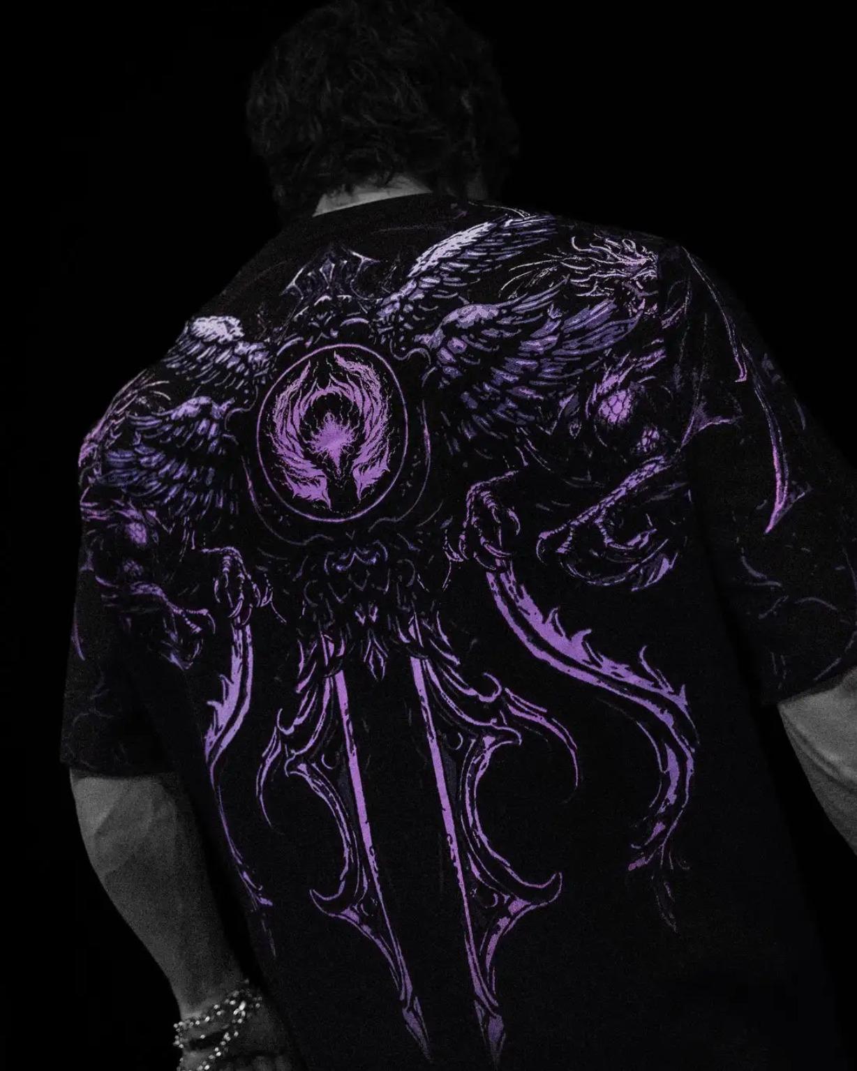 Breathedivinity Men's Compression Long Sleeve Gym Shirt Quick Dry Breathable Athletic Workout Top Gothic Lightning Print Muscle Fit Fitness Tee