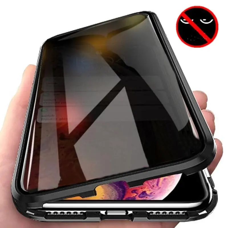 Anti Peeping Magnetic Case for Samsung S23 S22 S21 Ultra Note 20 S20 FE Note 10 Plus Note 9 Double Sided Tempered Glass Cover