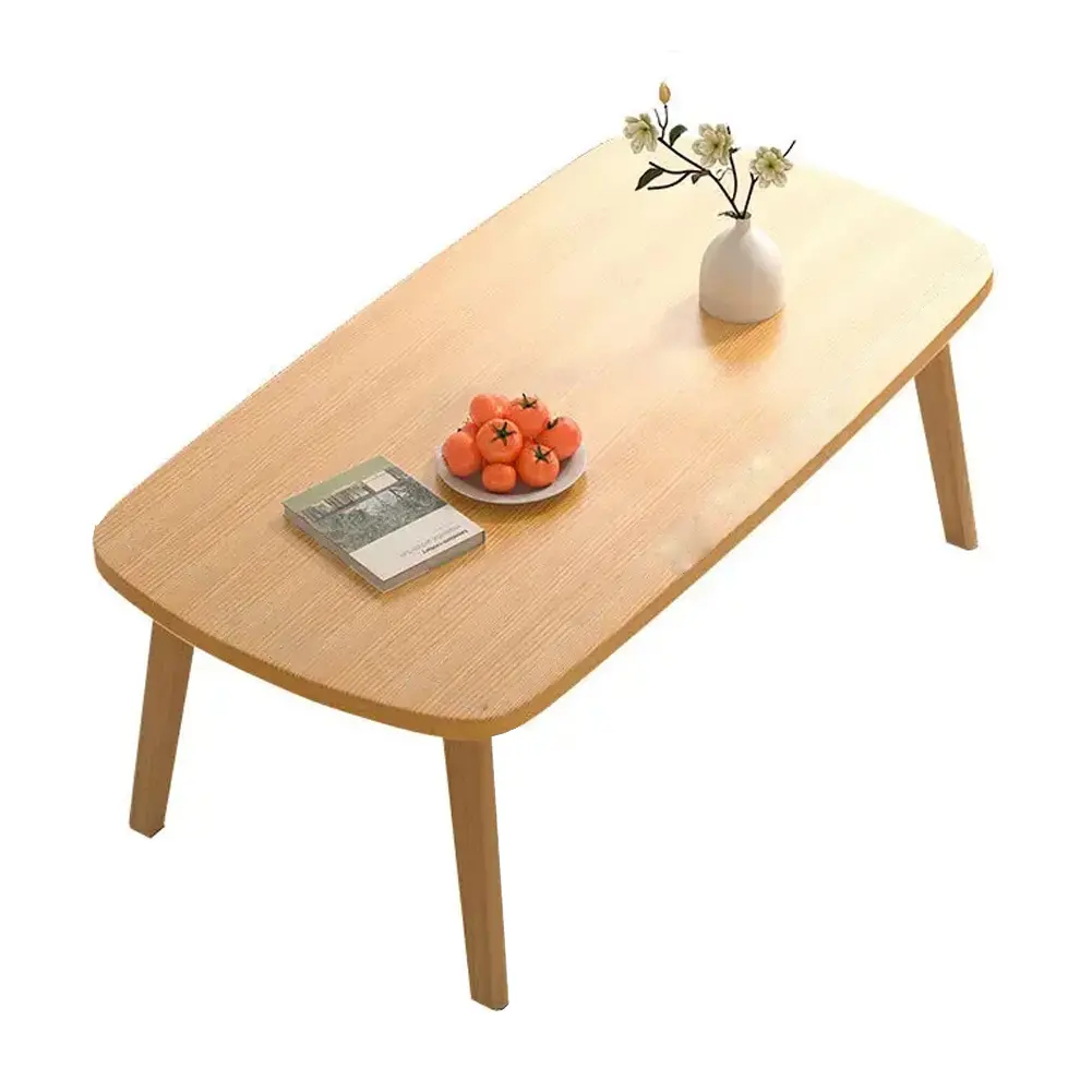 Foldable Wood Coffee Table for Small Spaces, Low Study Table for Sitting on the Floor, Collapsible Center Table for Dorm & Apartment, Wood