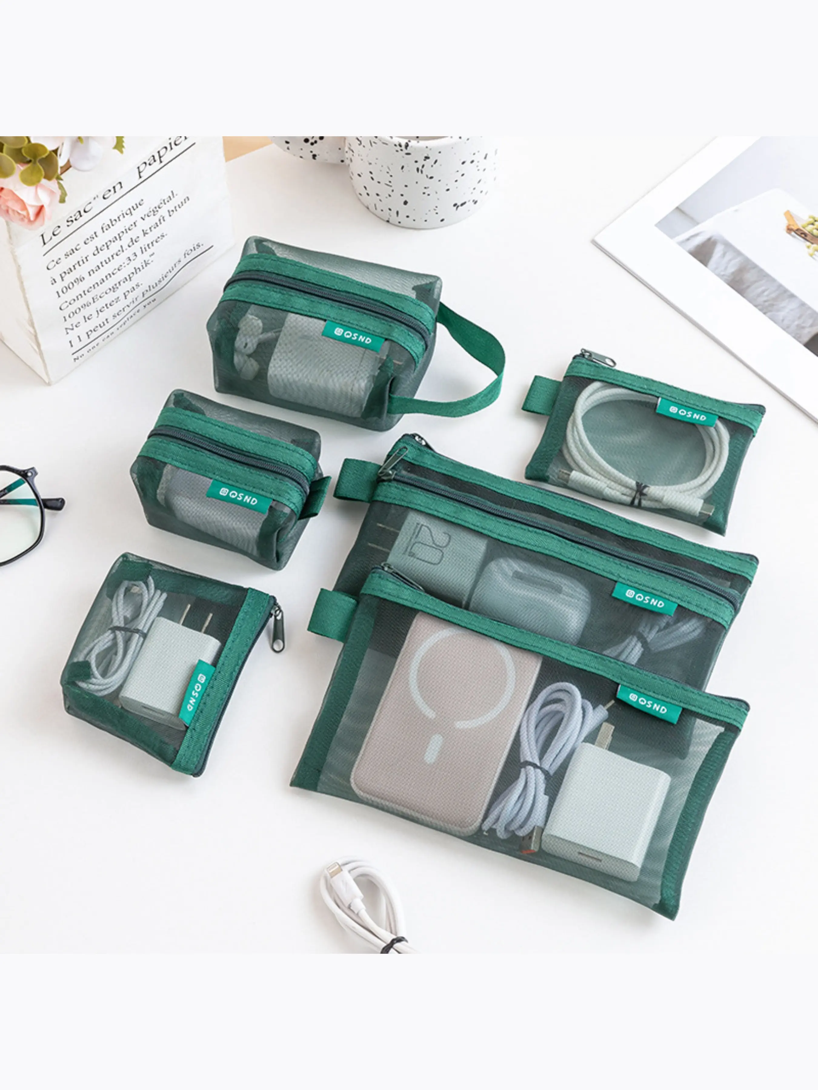 6pcs Transparent Mesh Storage Pouches, Portable Coin Bag, Mini Zipper Wallet, Card Key Money Holder, Unisex, Travel Friendly, Travel Accessories
