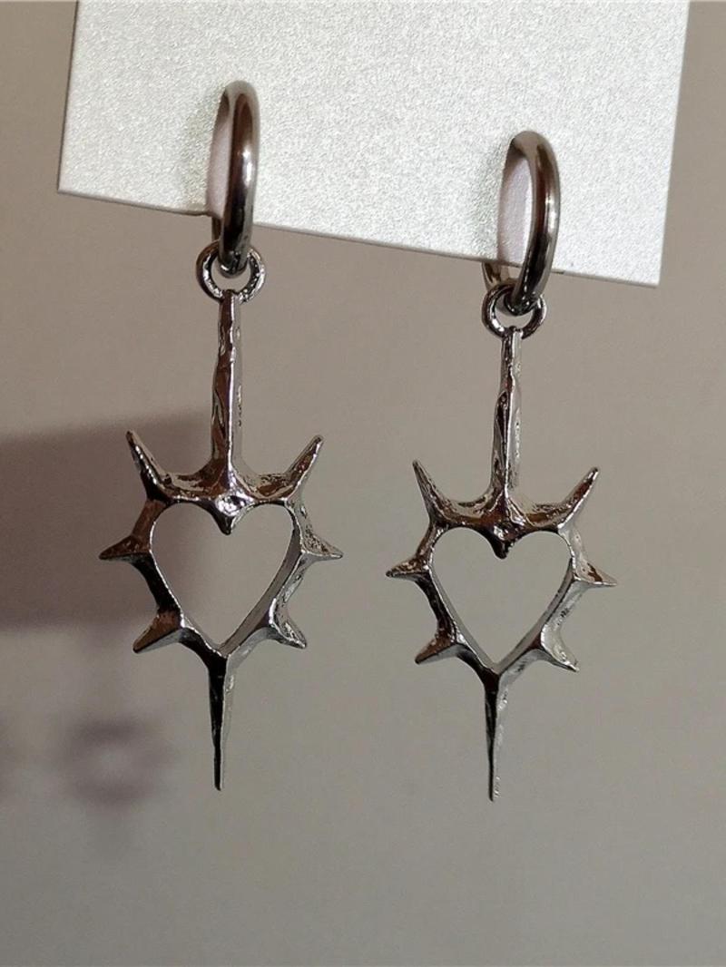 Hollow Out Heart Thorn Design Dangle Earrings, Heart Shaped Earrings, Fashion Jewelry for Party, Daily Clothing Decor, Trendy All-match & Exquisite Jewelry for Birthday Gift