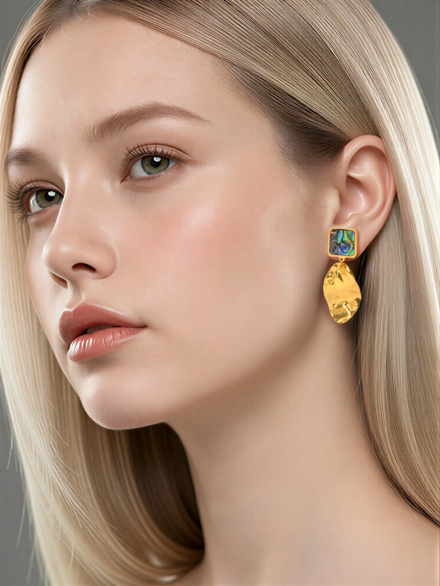 1 Pair Stainless Steel Oval Abalone Shell Earrings, Elegant Jewelry for Women, Durable and Stylish Accessory, Perfect Gift Idea