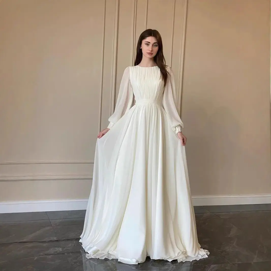 2025 Spring Fashion Palace Style French White Double Layer Chiffon Large Swing Princess Fairy Dress Long Dress