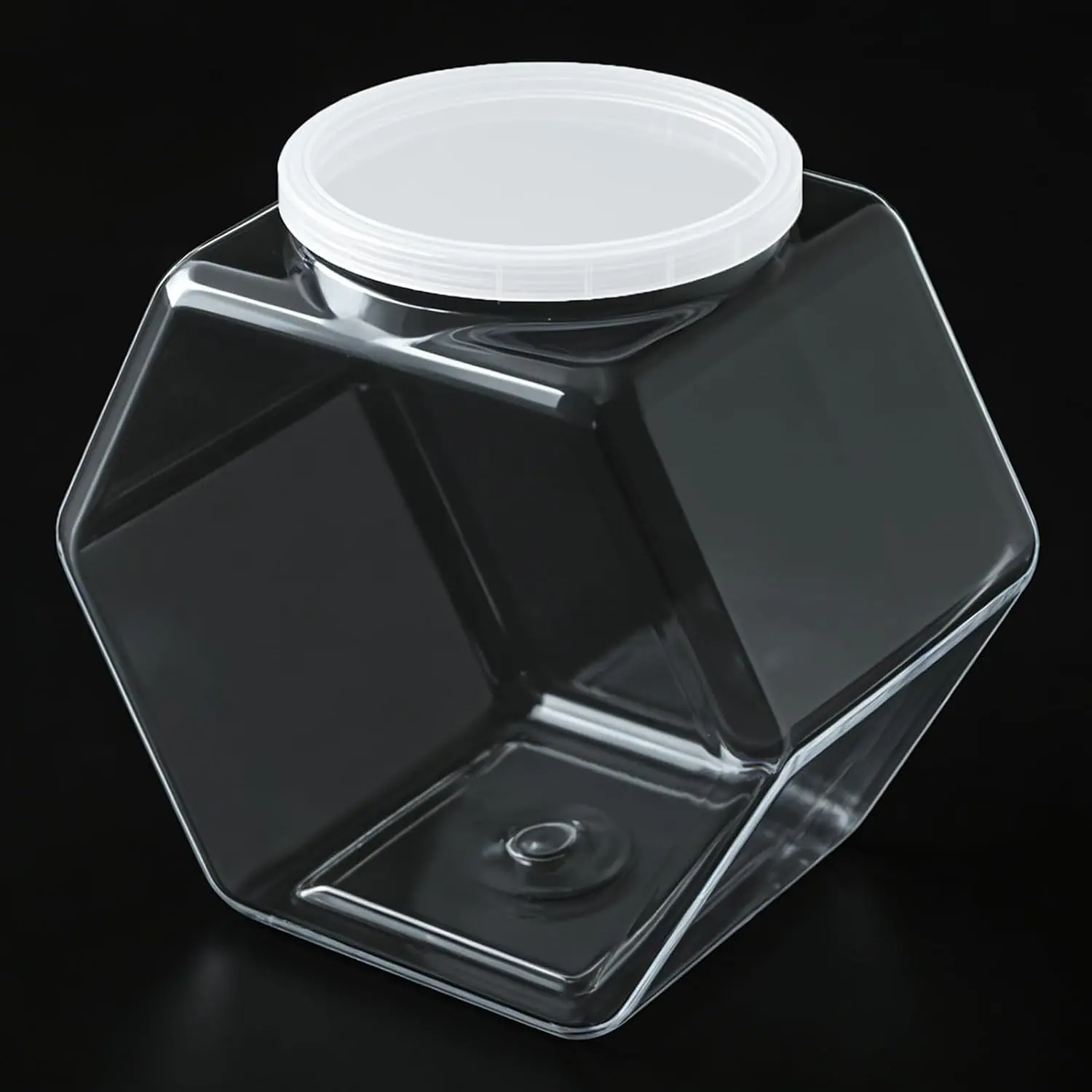 Plastic Candy Jar,72oz Clear Cookies Jars with  Hexagon Dry  Container for Kitchen,Candies,Cookies, ,Laundry Pods,Coffee Pods