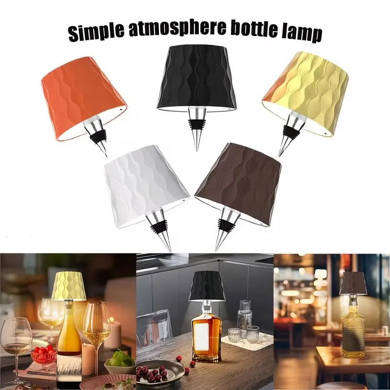 LED Wavy Wine Bottle Light, USB-Rechargeable, Three-Color Touch Switch, Decorative Dimming Lights, For Study, Restaurant, and Bar Table Bottle Decor, Indoor Decorative Mood Lighting