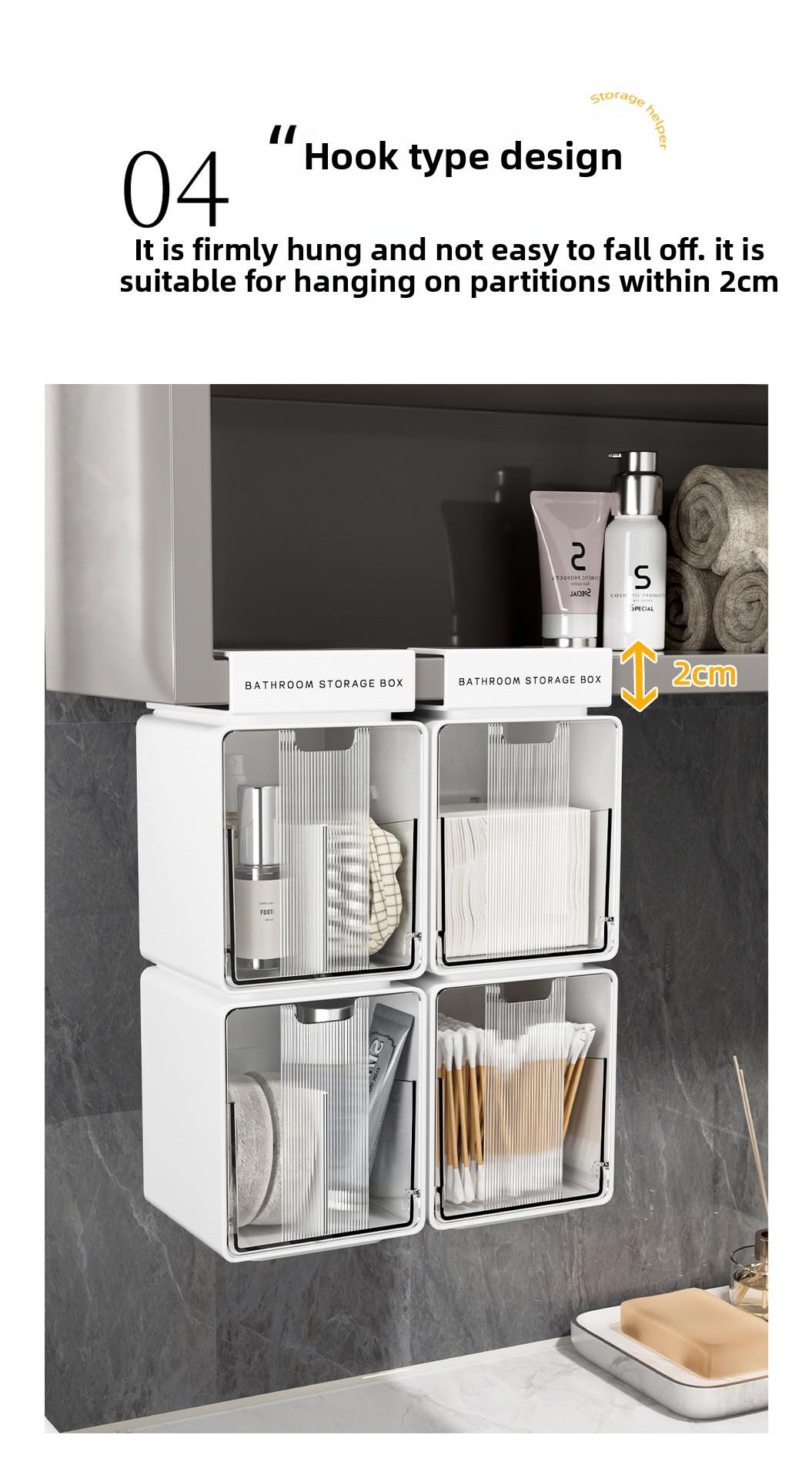 [Aesthetic] Clario Minimalist Hanging Storage Box - No Drill Desk Edge & Closet Shelf Organizer. Dual-Compartment Flip-Lid Container for Stationery & Jewelry. Dorm Essentials Desk Reset