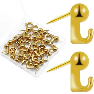 30 count Metal Push Pins Wall Tacks, Thumbtacks for Wall Hangings Decor, Heavy Duty Renter Friendly Decorative Picture Hangers, Small Hook Pins for Fabric Drywall Bulletin Cork Board Office