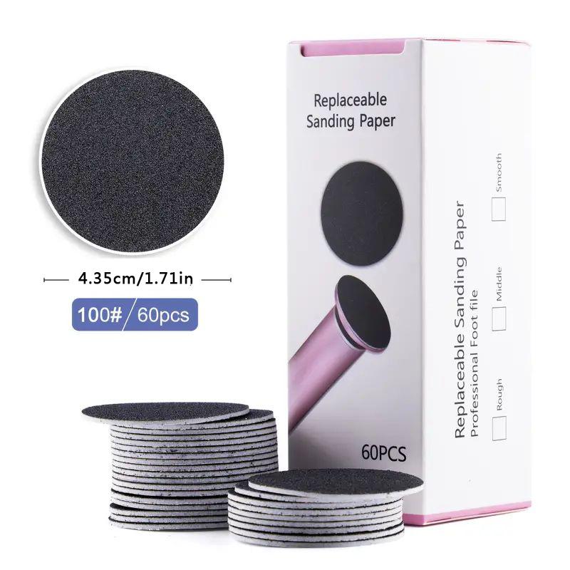 Replacement Sandpaper Sheets, 60pcs/box Round Refillable Foot File Sandpaper for Electric Callus Remover, Pedicure Tool for Home, Foot Rasp