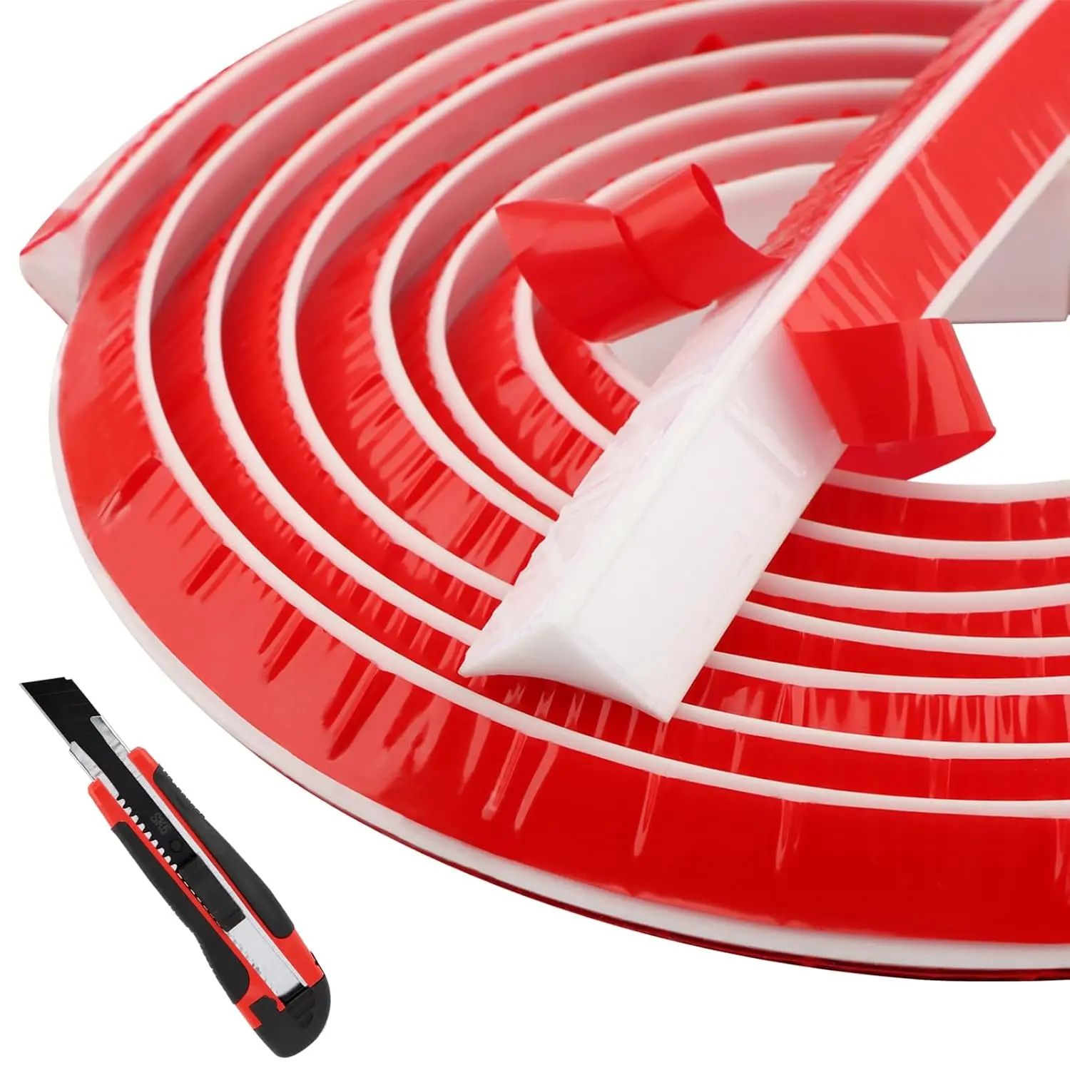 Flexible Quarter Cove Molding Trim, 9.8ft Peel and Stick Self Adhesive  Caulk Strip, 90° Corner Design for Baseboard, Bathroom, Kitchen Countertop, Floor  Gap​, Stairs