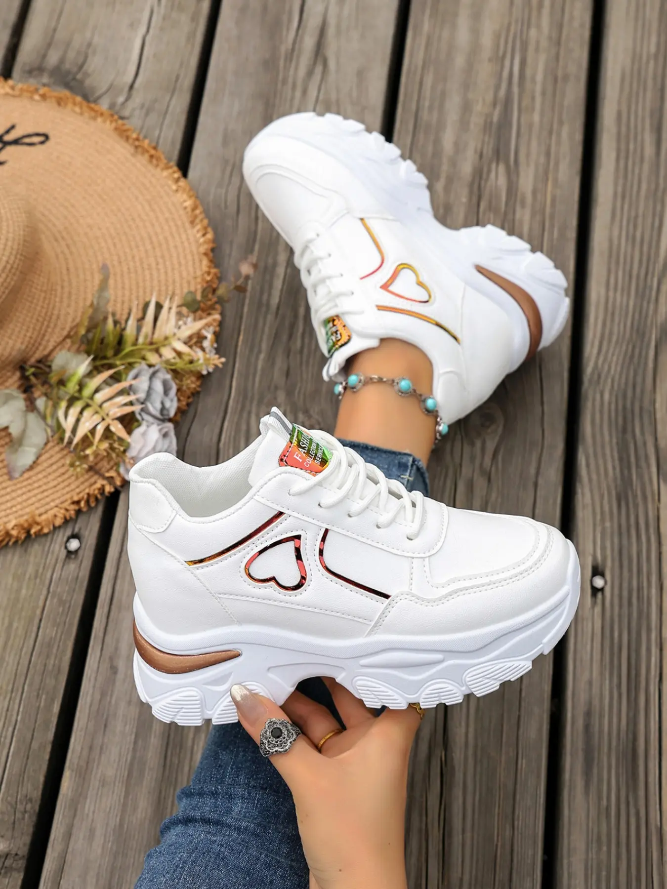 2026 Autumn Women's Chunky Platform Sneakers, Non-Slip Lace-Up PU Casual Shoes, Outdoor Walking Footwear for Back to School, All-Match All-Season Shoes Gift for Girls