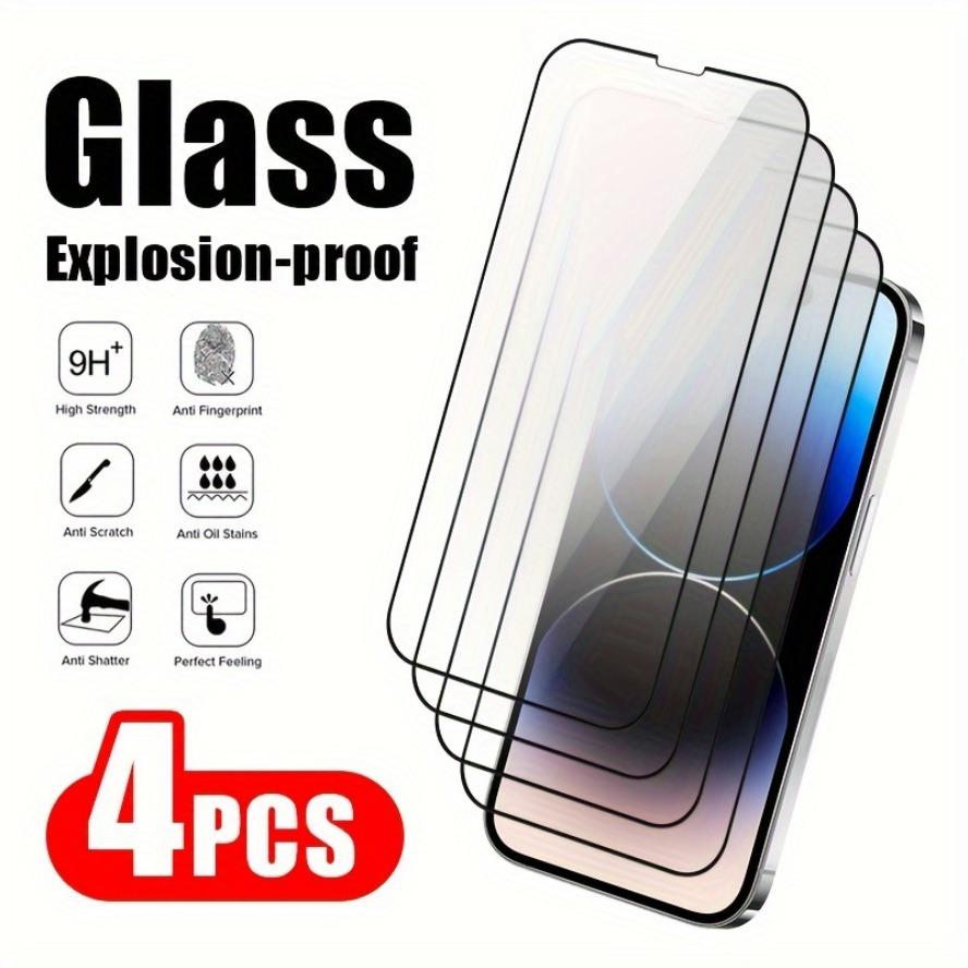 4pcs Tempered Glass for iPhone 16/16 pro Max/15 plus/15 Pro/11/11 pro/11 pro max/X/XS/XR/XS MAX phone screen protector 14/14 plus/14 pro/14 pro max/13/13 pro/13 mini/13 pro max/12/12 pro/12 mini/12 pro max full cover