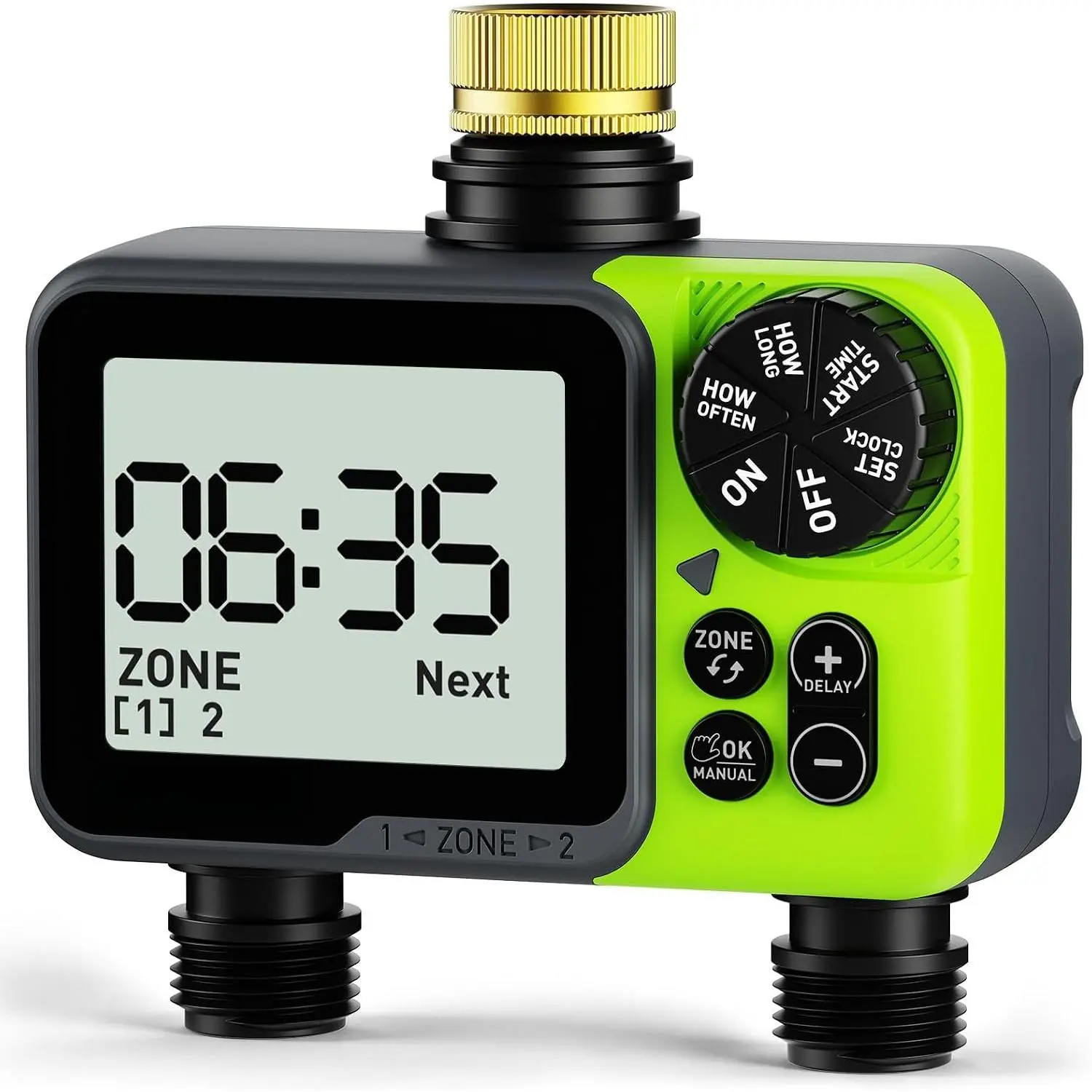 Sprinkler Timer- Hose Timer for Garden Hose, Programmable Watering Timer with Rain Delay, Outdoor Automatic & Manual Drip Irrigation Controller System for Lawn Yard Greenhouse, 2 Outlets