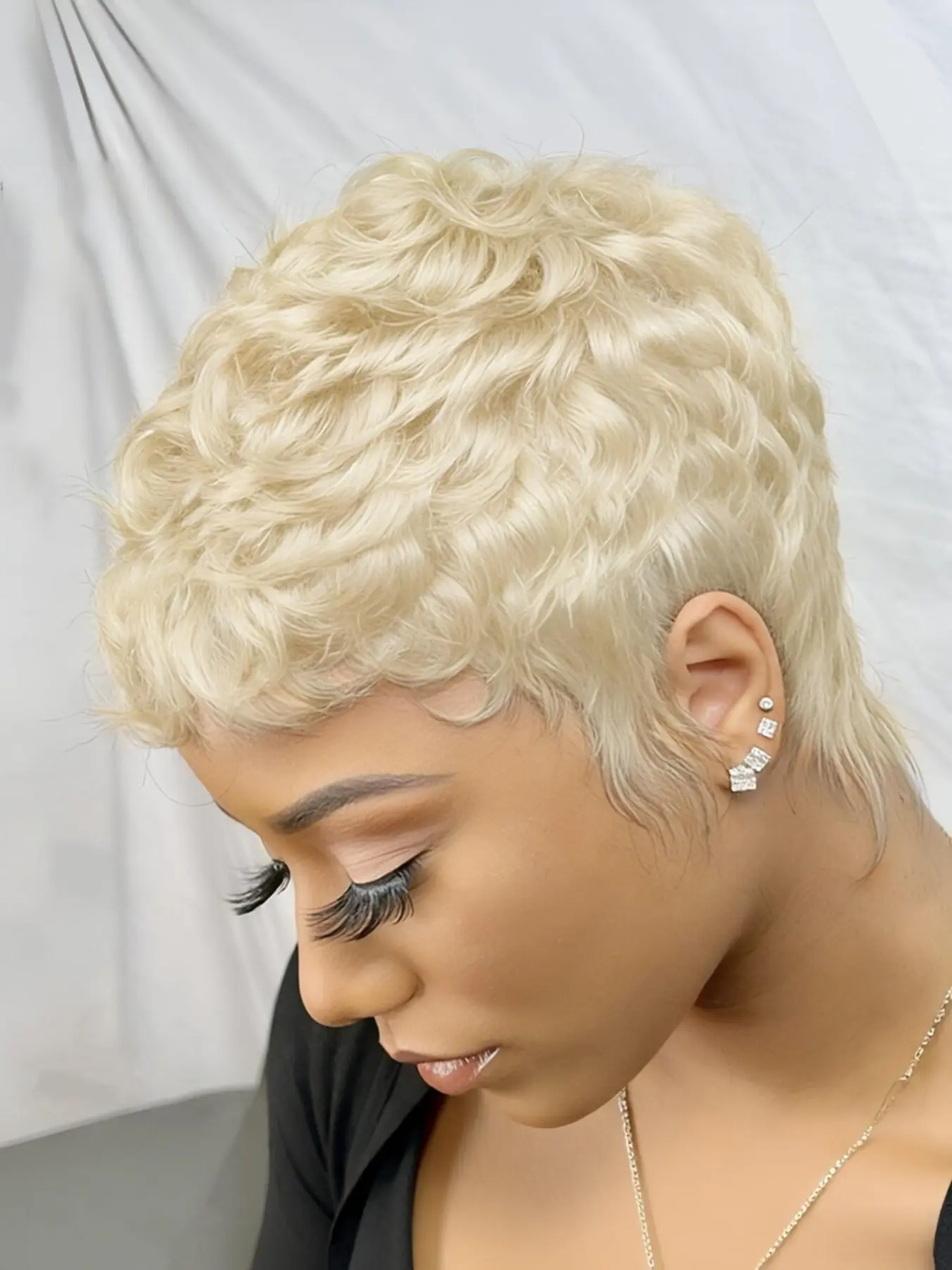 blonde 613 machine made short straight layered human hair wig for women pixie cut human hair wigs daily party cosplay gift use  wig
