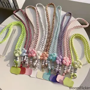 Stylish Crossbody Anti-Lost Phone Sling Lanyard, Matched With Decorative Flower Keychain Connector Gasket, Adjustable Secure Smartphone Strap, Lightweight Portable Accessory Ideal For Sports, Camping, Hiking, Picnics And All Daily Outdoor Carry Scenes